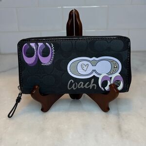 Coach Wallet Y2K Maralee Jacquard Signature Logo Full Zip Wallet